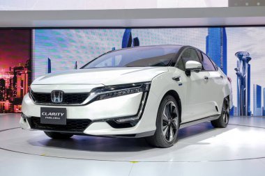 Nonthaburi-Tayland APR 2 2018: Honda CLARITY Yakıt Hücresi, IMPACT Challenger Muang Tanga Thani 'de 39. Bangkok Uluslararası Otomobil Fuarı 2018' de sergilenmektedir.