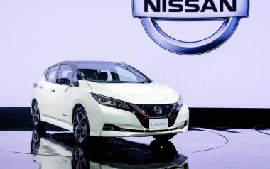 Nissan LEAF, sıfır emisyonlu% 100 elektrikli araba gösterisi The 35. Tayland Uluslararası Motor Fuarı 2018, 28 NOV, IMPACT Challenger Muang Thani 'de 10 DEC 2018