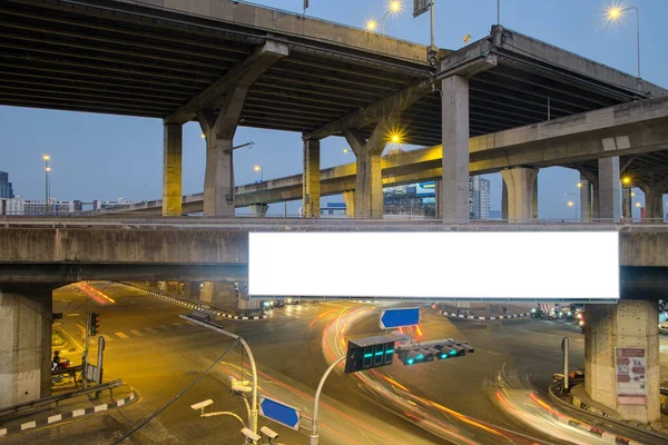 Empty Digital Billboard Installed Expressway Intersection City Evening Time People Stock Photo
