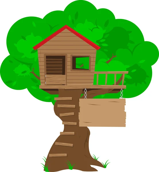 Kleurrijke Cartoon boomhut — Stockvector