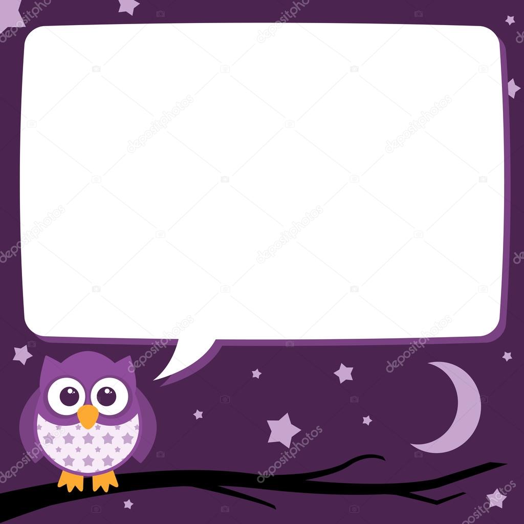 ładny Prosty Rysunek Wzorzyste Sowy Noc Czas Dymek