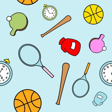 Basit çizgi film temalı Seamless Modeli spor