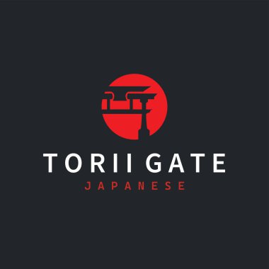 Torii kapı logosu, simge örnekleme şablonu olarak eski ve modern vintage konsepte sahip basit bir Japon tarihi binası tasarladı