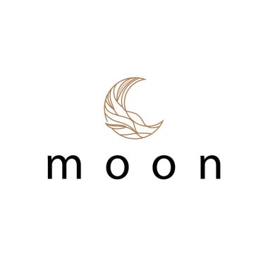 Ay logosu basit minimalist çizgi tasarımı modern konsept çizim şablonu ve poster markası