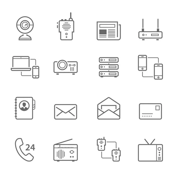 Conjunto de iconos de líneas - dispositivos de comunicación — Vector de stock