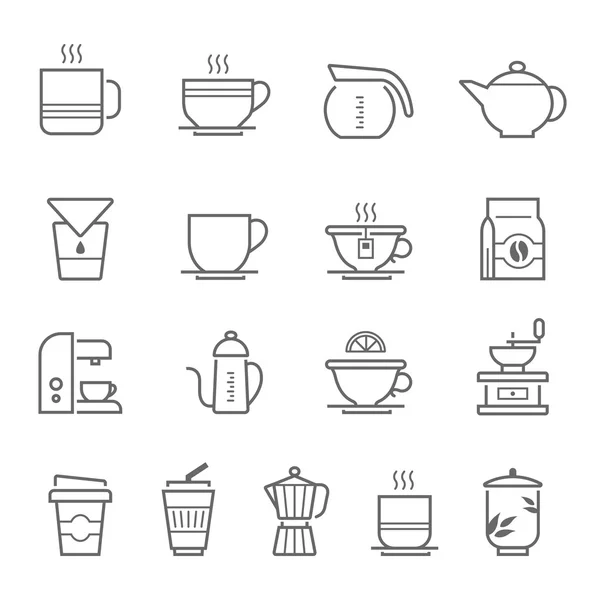 Linien-Icon-Set - Kaffee und Tee — Stockvektor