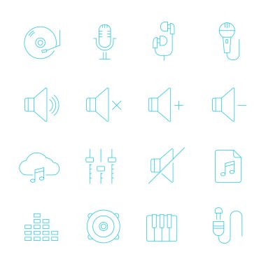 İnce çizgiler Icon set - ses