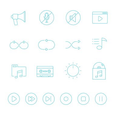 İnce çizgiler Icon set - ses denetleyicisi