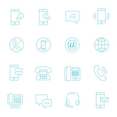 İnce çizgiler Icon set - iletişim