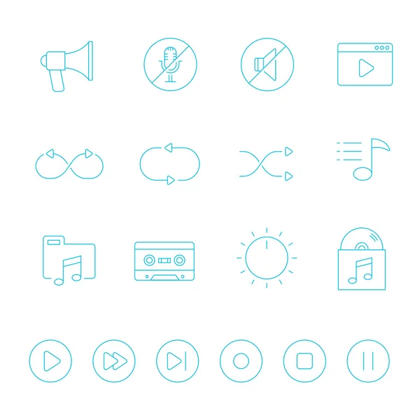 İnce çizgiler Icon set - ses denetleyicisi — Stok Vektör