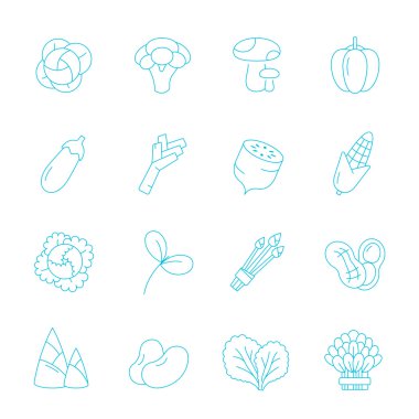 İnce çizgiler Icon set - sebze