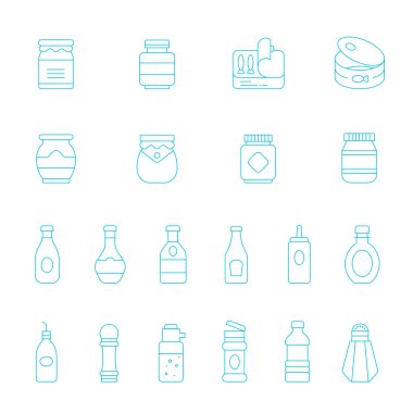 İnce çizgiler Icon set - ketçap