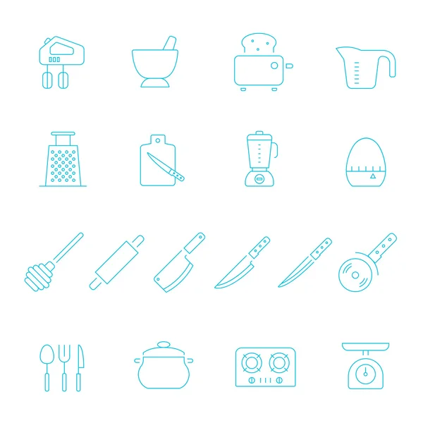 Thin lines icon set - kitchenware — Stock Vector