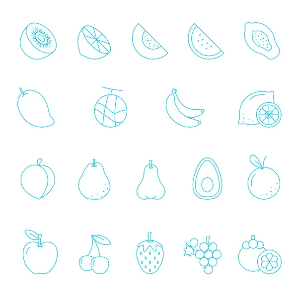 İnce çizgiler Icon set - meyve