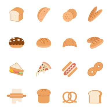 Renk Icon set - ekmek ve fırın