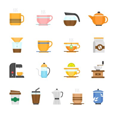 Renk Icon set - kahve ve çay yapma
