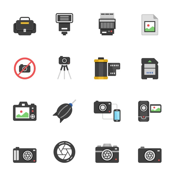 Renk Icon set - Fotoğraf Makinası ve Aksesuar — Stok Vektör