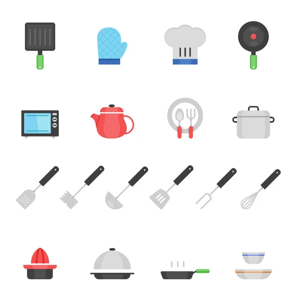 Barevná sada ikon - kuchyňské potřeby — Stockový vektor