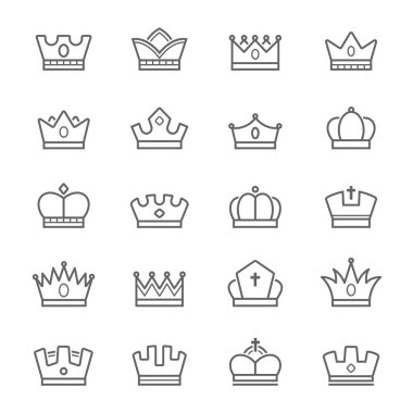 Taç Ödülleri vektör anahattı kontur Icon set