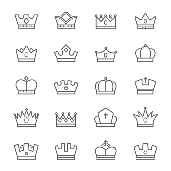 Набор значков векторного контура короны — стоковый вектор