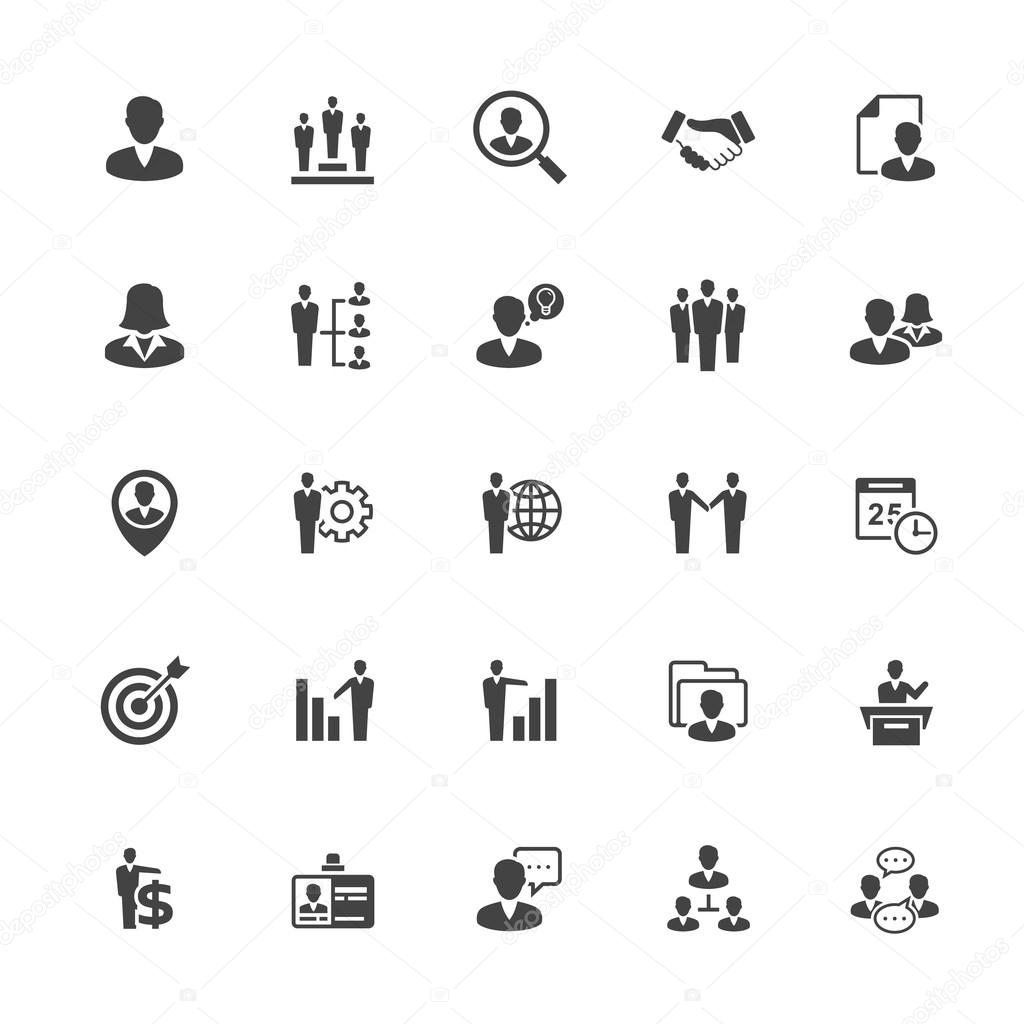 Management and Human Resource Icons Solid Style