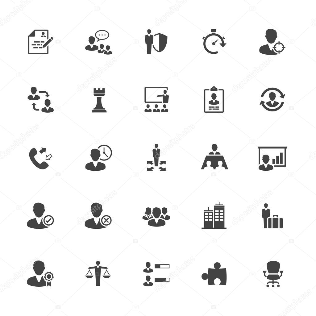 Management and Human Resource Icons Solid Style