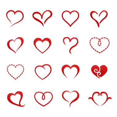 vektör çizim kalp valentine Icon set