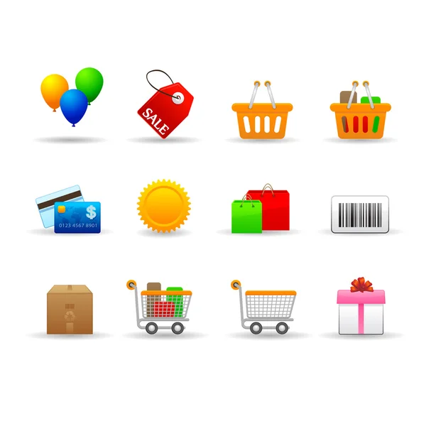 Stock Vector Illustration: Conjunto de iconos de compras . — Vector de stock