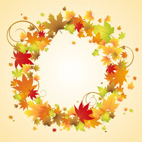 Autumn design. Wreath of colorful leaves. — Stock Vector