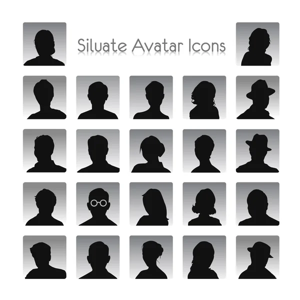 Conjunto de siluetas de avatar vector ilustración — Vector de stock