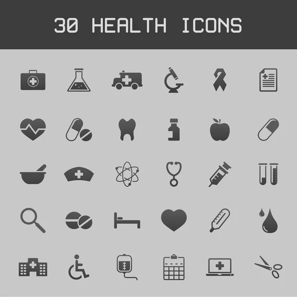 Oscuro saludable y medicare icono conjunto vector ilustración sobre fondo gris — Archivo Imágenes Vectoriales