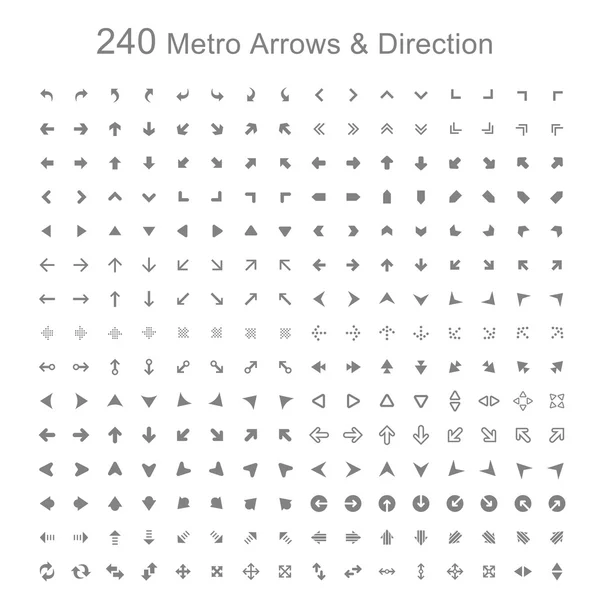 Mono renk Metro oklar ve yön vektör çizim — Stok Vektör