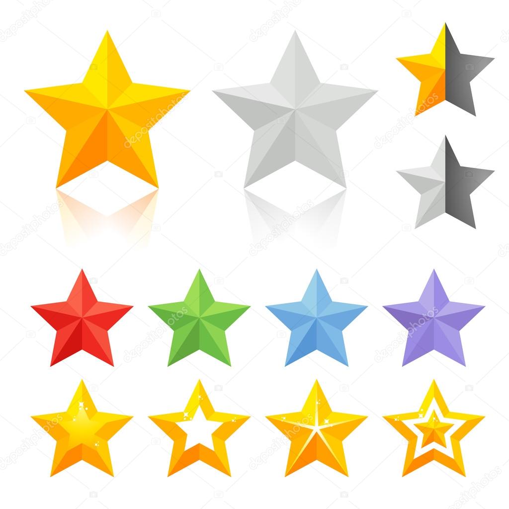 Full color vector star icons