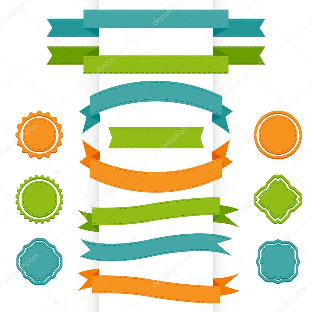 Set of retro ribbons and labels. Vector illustration.