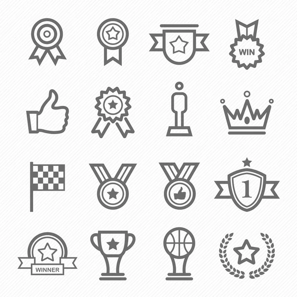 Icono de línea de símbolo de trofeo y premio en la ilustración de vector de fondo blanco — Archivo Imágenes Vectoriales