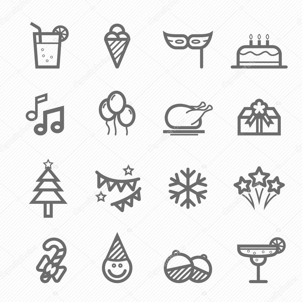 Party symbol line icon on white background vector illustration