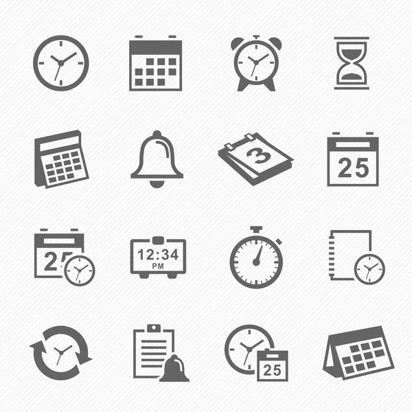 Conjunto de iconos de símbolo de trazo de hora y horario. Ilustración vectorial . — Vector de stock