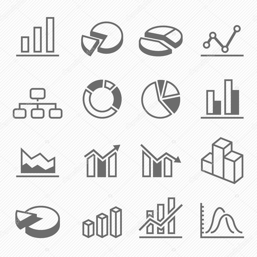 Graph outline stroke symbol icons vector