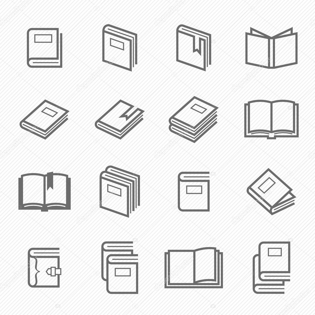 Book outline stroke symbol vector icons