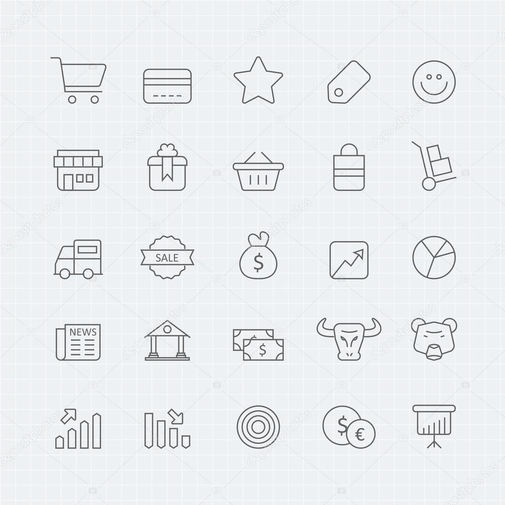 Business and shopping vector thin line symbol icon