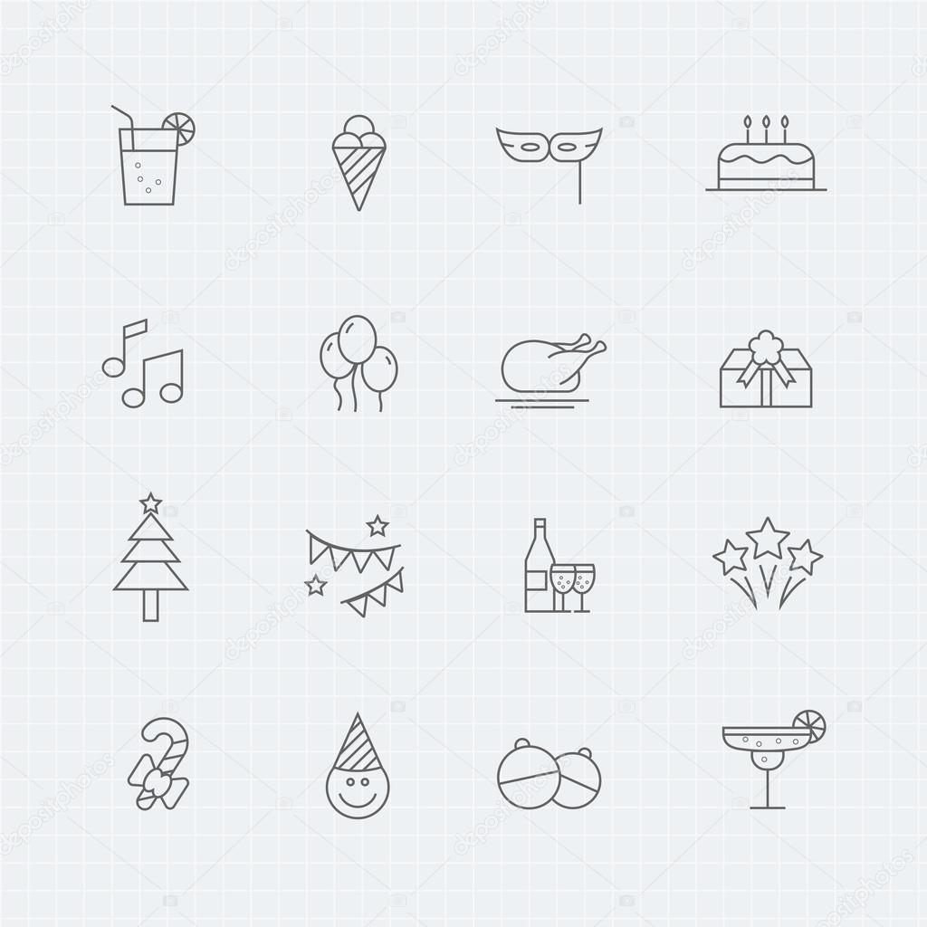 Party vector thin line symbol icon