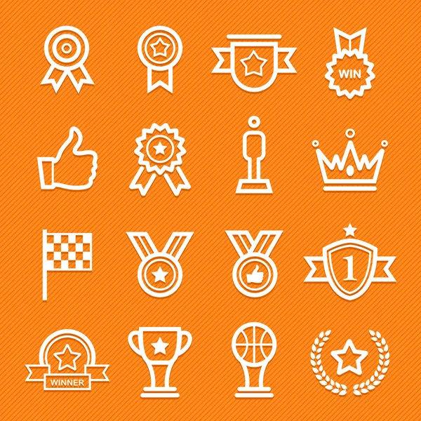 Символ трофея и призовая линия на оранжевом фоне — стоковый вектор