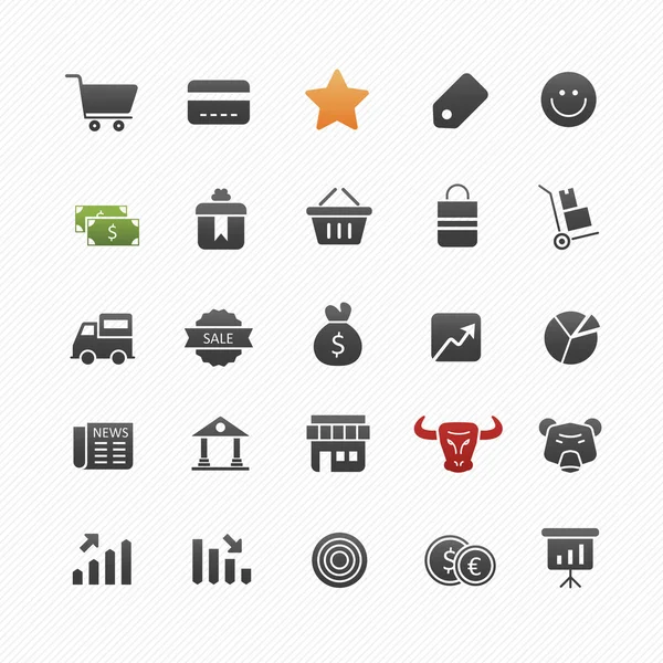 Zaken en winkelen vector symboolpictogram op witte achtergrond — Stockvector