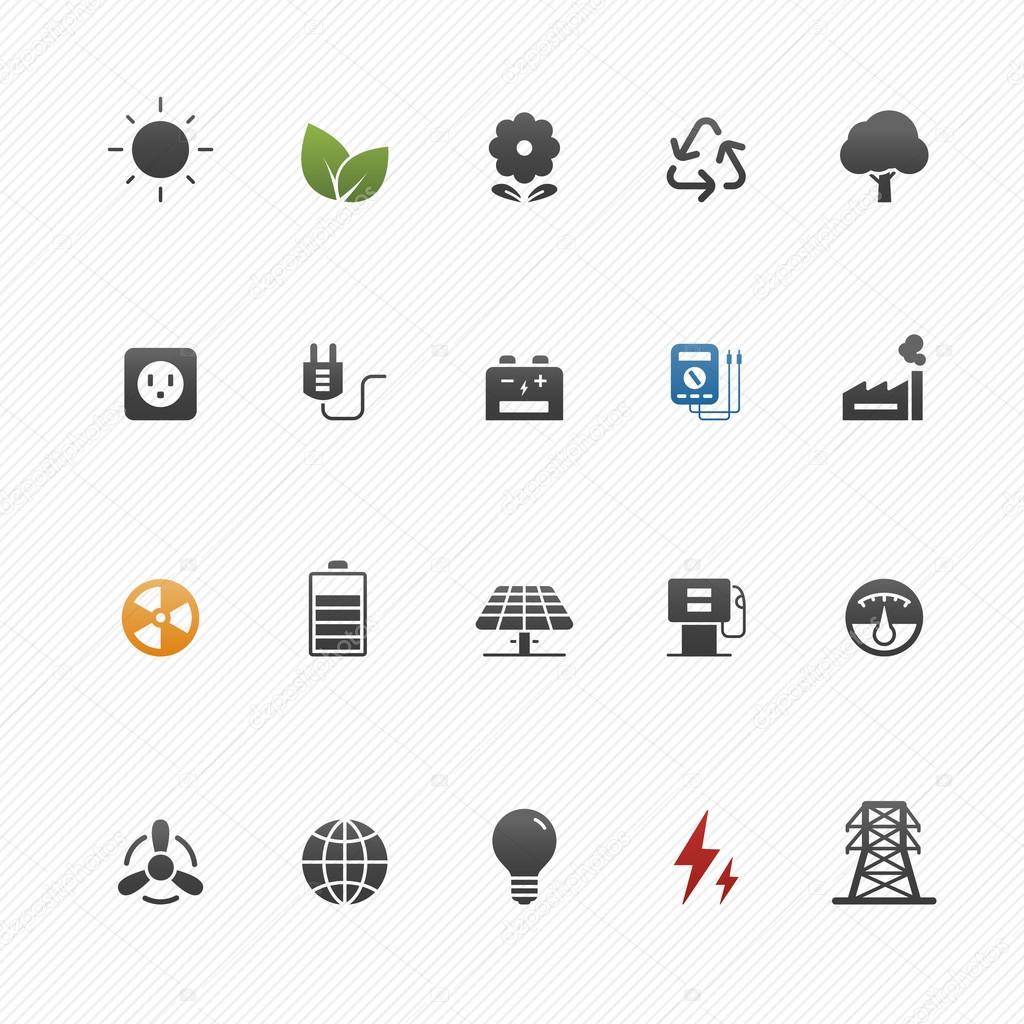 environment and power vector symbol icon set on white background