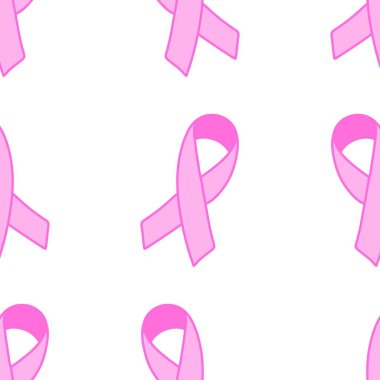 Göğüs kanseri ayı, ambalaj kağıdı, tıbbi aksesuar ve ilaç tekstili için kusursuz pembe kurdele günü deseni. Yüksek kaliteli illüstrasyon