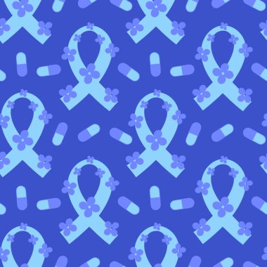 Göğüs kanseri ayı, ambalaj kağıdı, tıbbi aksesuar ve ilaç tekstili için kusursuz pembe kurdele günü deseni. Yüksek kaliteli illüstrasyon