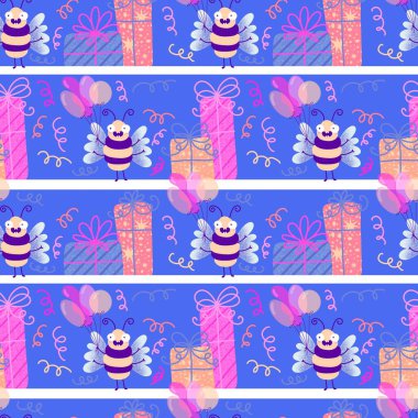 Doğum günü partisinde kağıt, kumaş, çarşaf ve çocuk giysileri baskısı ve yıldönümü aksesuarları için kusursuz arılar kullanılıyor. Yüksek kalite fotoğraf