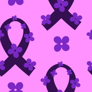 Göğüs kanseri ayı, ambalaj kağıdı, tıbbi aksesuar ve ilaç tekstili için kusursuz pembe kurdele günü deseni. Yüksek kaliteli illüstrasyon