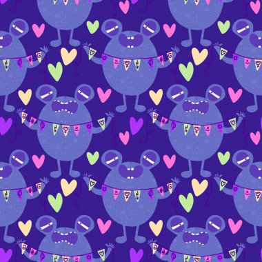 Birthday party seamless frogs pattern for wrapping paper and fabrics and linens and kids clothes print and anniversary accessories . High quality photo