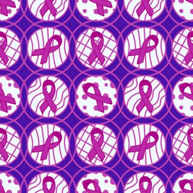 Göğüs kanseri ayı, ambalaj kağıdı, tıbbi aksesuar ve ilaç tekstili için kusursuz pembe kurdele günü deseni. Yüksek kaliteli illüstrasyon